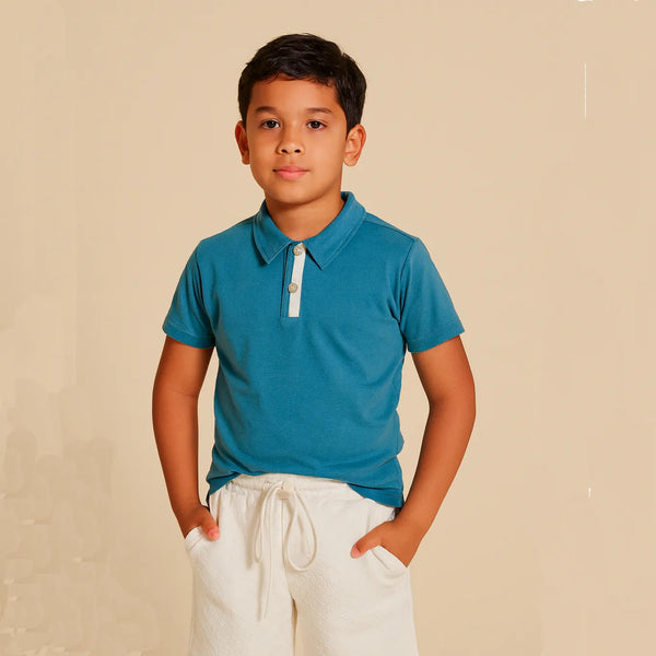 45646 Conjunto infantil polo algodón + bermuda texturizada