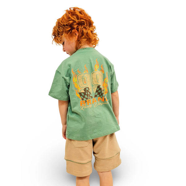 51989 Conjunto infantil Racing Division camiseta estampada + bermuda deportiva