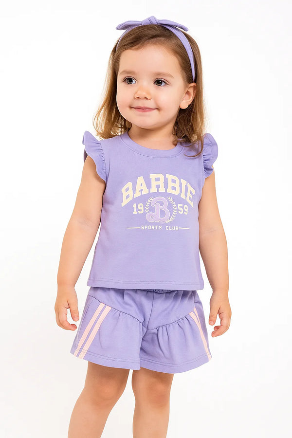 Conjunto niña bebe barbie, short en algodon conjunto deportivo 8 meses a 3 años 