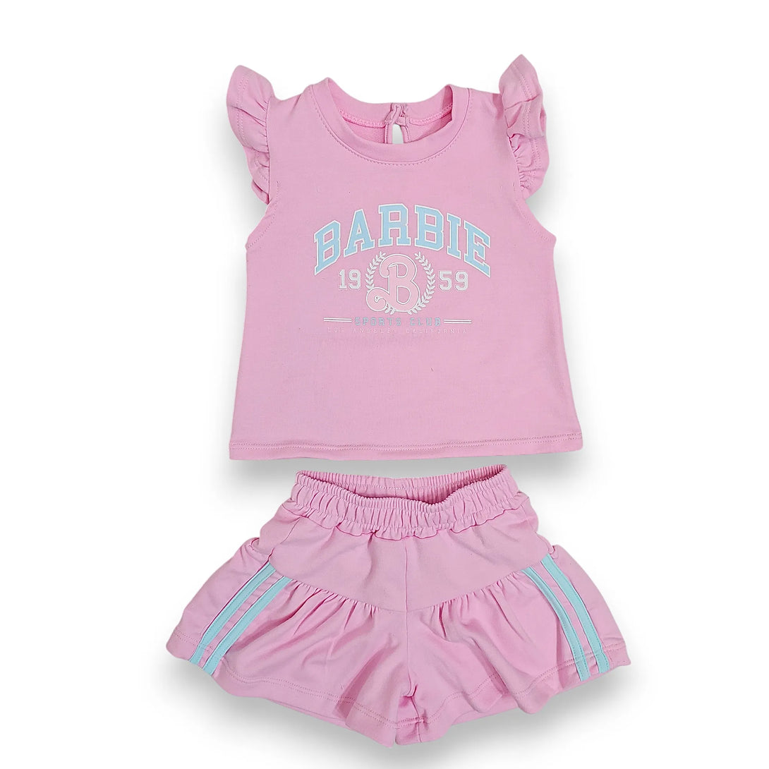 Conjunto niña bebe barbie, short en algodon conjunto deportivo 8 meses a 3 años 