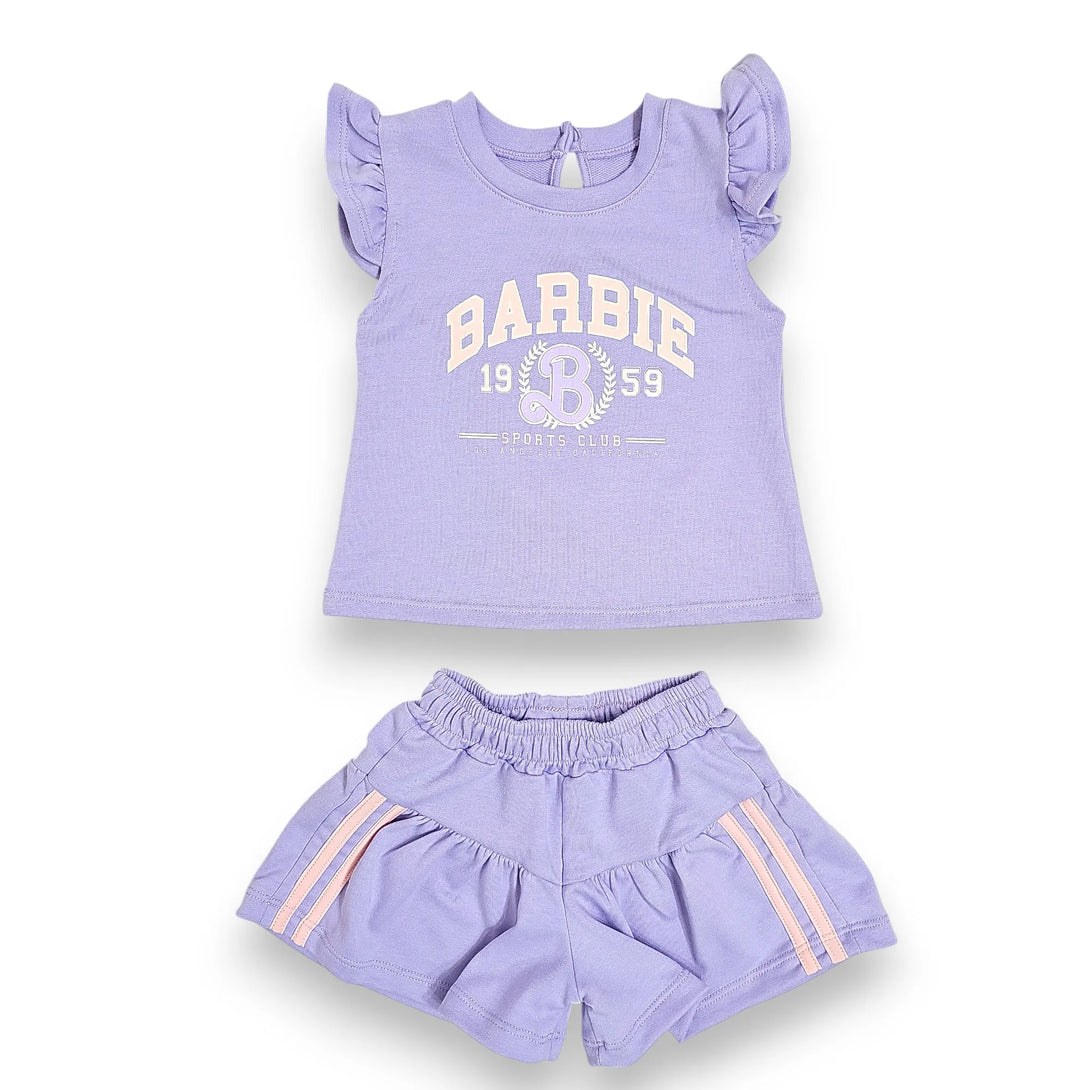 Conjunto niña bebe barbie, short en algodon conjunto deportivo 8 meses a 3 años 